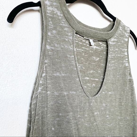 Lucky Brand Army Green Burnout Cutout Tank Size Small - Picture 3 of 8